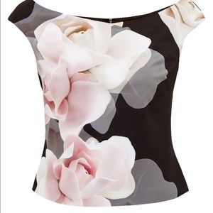 Size 2 Ted Baker sleeveless backzip rose print top
